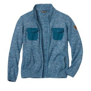 Atlas For Men Mens Knitted Full Zip Jacket / Pigeon Blue